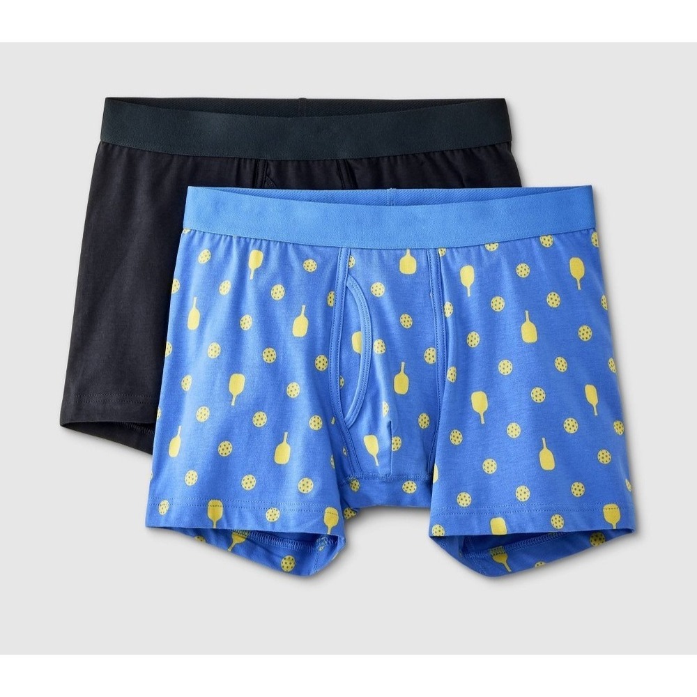 Goodfellow & Co Men's Pickleball Print Boxer Briefs 2pk - Blue - Size L 36-38"